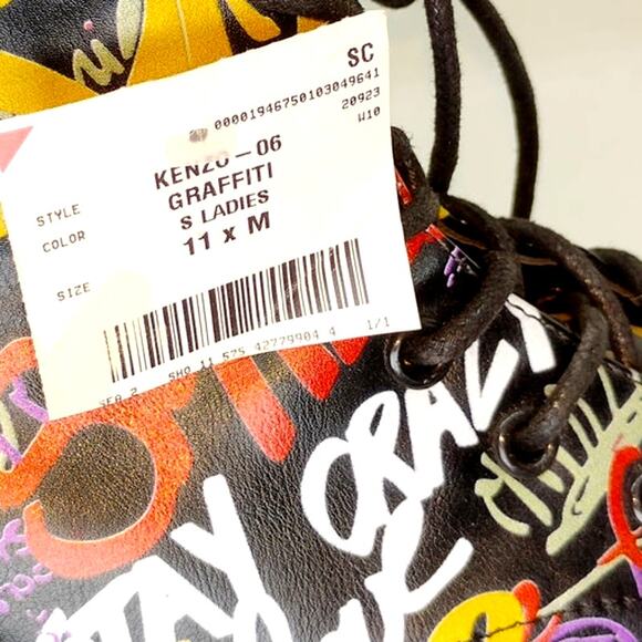 Kenzo Designer Womens NEW Graffiti Lace Up Combat Boots - Size 11M - New - Picture 7 of 7